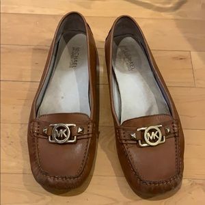 Michael Kors Gold Logo Tan Loafers
